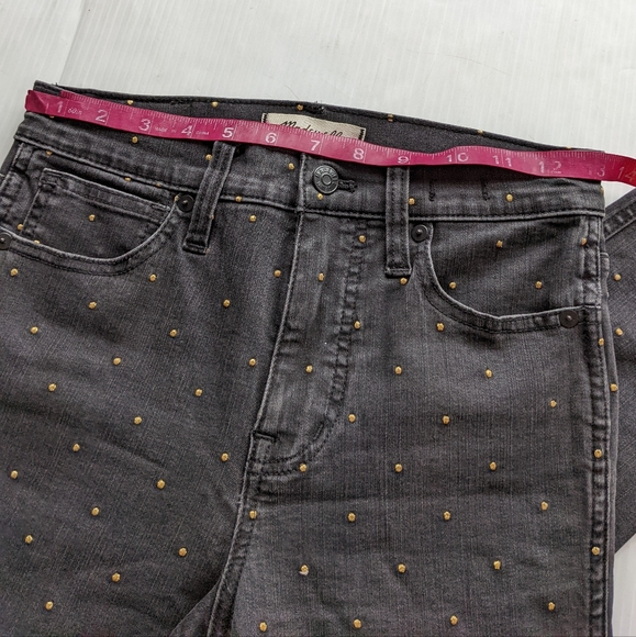MADEWELL Black Gold Dots 10" High Rise Skinny Jeans Size 25 - Picture 8 of 11